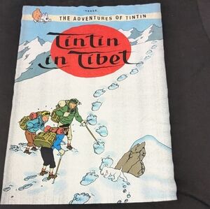 Tin Tin In Tibet Book Cover Artwork Graphic Is Stunning Black Tee XL Unisex